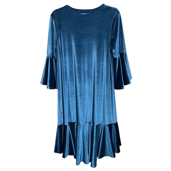 Lularoe Maurine Velvet Dress Bell Sleeves and ruffle bottom - Picture 2 of 6